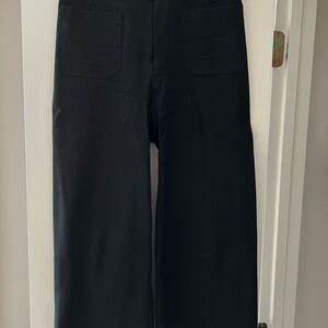 Anthropologie Maeve Cropped Black Wide Leg Trousers